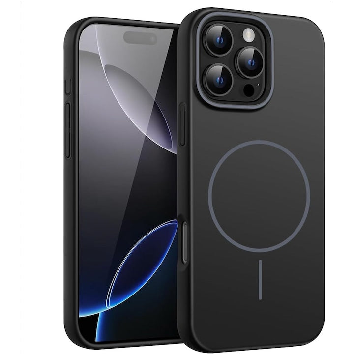 Set 2 Huse Magnetice PsAyl pentru iPhone 16 Pro  Protecție Antisoc  Negru  TPU