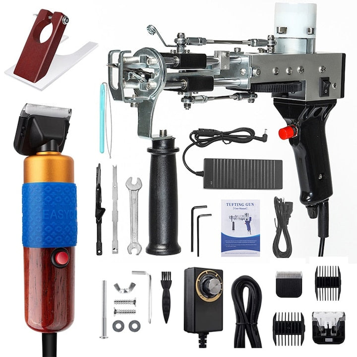 Set Pistol Electric de Tufting  SANSES  Cu Accesorii  Inaltime Pile Ajustabila 7-19 mm  70W  2 in 1 Taietura/Bucla  Viteza Ajustabila 5-40 Cusaturi/Sec