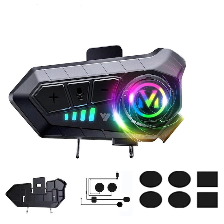 Wireless Bluetooth Headset for Motorcycle Helmet, Bidirectional Intercom with Intelligent Noise Reduction, Multifunctional, Waterproof