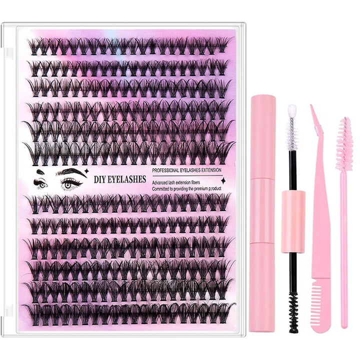 Set of 240 Rqiurpn False Eyelash Pairs, 30D 40D, 10-16mm, Natural Look, 3D Effect, Reusable, Suitable for Beginners, Artificial Fiber, Black