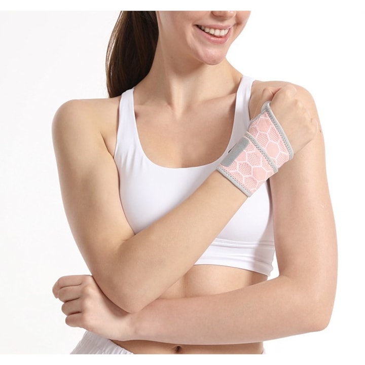 Orteza pentru incheietura maini  pentru ameliorare dureri articulare  bandaj reglabil  material elastic respirabil  prindere velcro  marime universala  Roz
