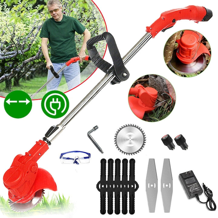 Masina de tuns iarba electrica CHOOLY  650W  12V  2 baterii 3000mAh  maner telescopic  lungime reglabila 90-120cm