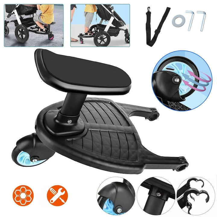 Universal stroller board, 25 kg capacity, black-blue, 42x33x25cm