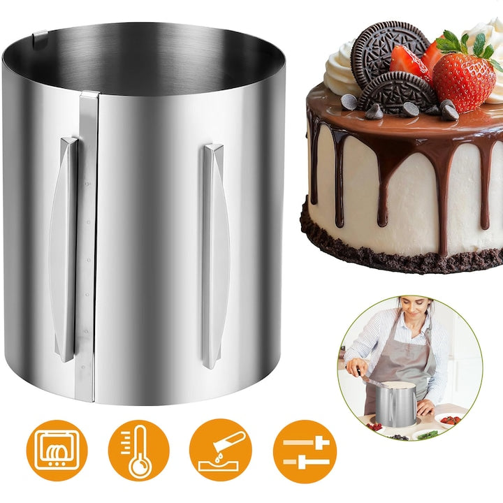Inele Pentru Tort  Forma De Mousse  Forme Rotunde Reglabile Din Otel Inoxidabil De 16 cm Pana La 30 cm  Inel De Copt Pentru Coacere Si Patiserie  Forma De Tort Cu Adancime De 20 cm Si Scalare Precisa