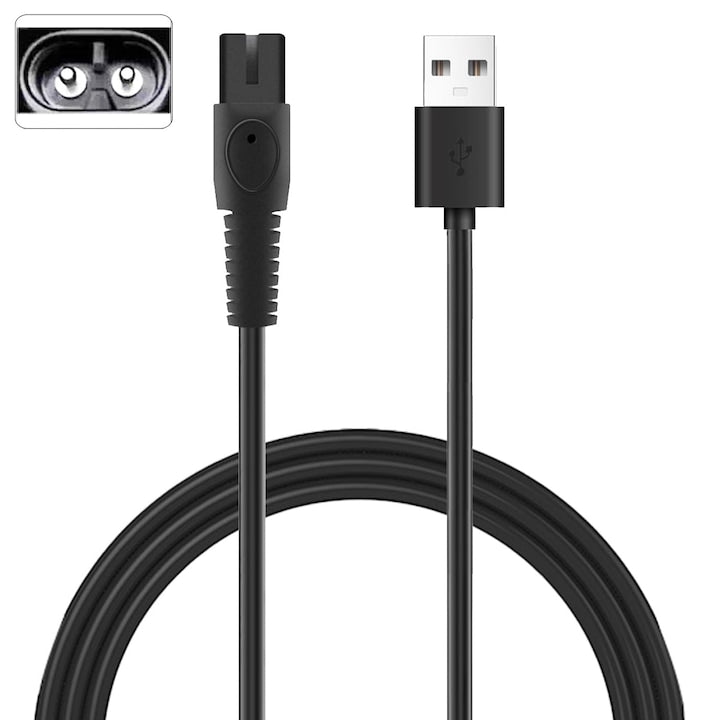 Cablu de incarcare 5V  USB  Compatibil Philips Norelco QP4631 QP6531 QP1424 X3001 MG7910 MG5910 MG9510  Negru