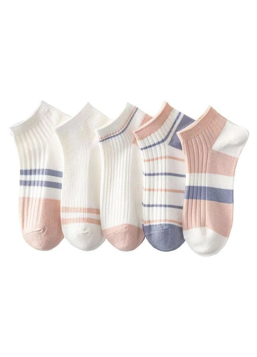 Omelivon - Set of 5 pairs of women's cotton socks, elastic, breathable, multicolor, size 36-41 EU