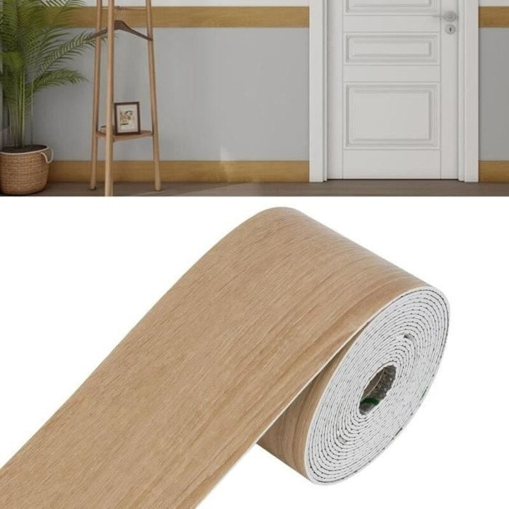 Plinta flexibila autoadeziva NBR model marmura lemn 10x1000cm