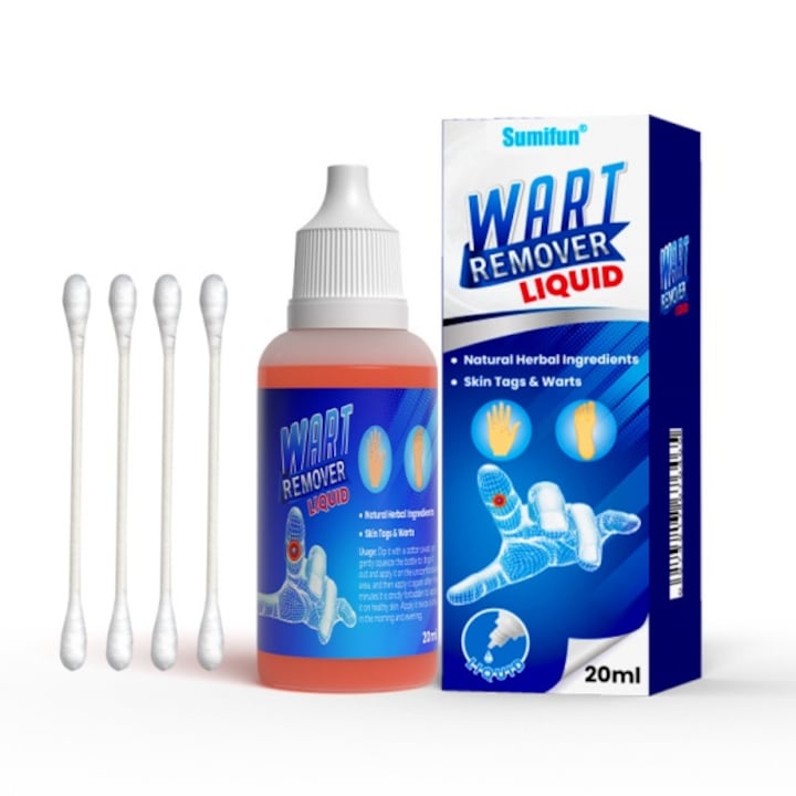 Solutie de Indepartare a Negilor， 20 ml ， Rapida & Eficienta，Indeparteaza negii  verucile spinosae si etichetele de piele de pe maini si picioare， fara iritatii  sigura si blanda