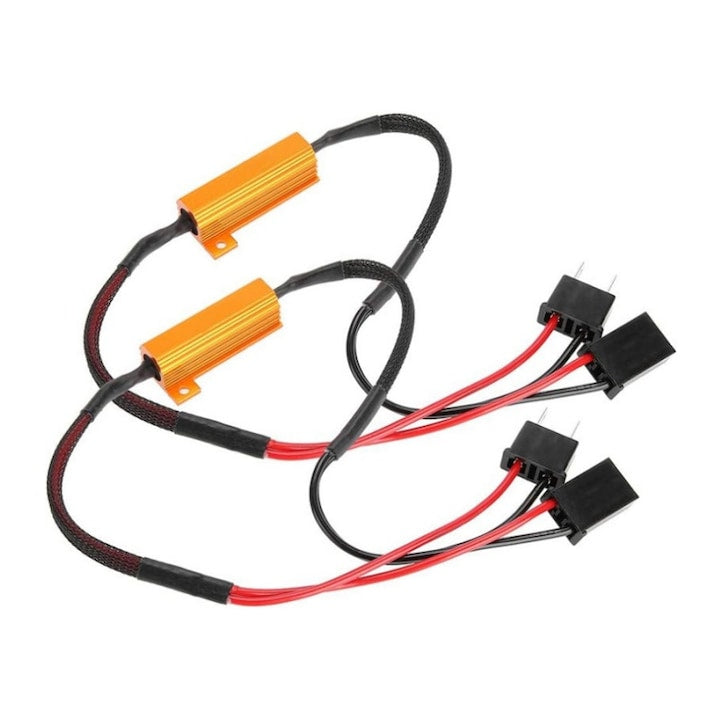 Set 2 Anulatoare eroare bec ars  50W  8 ohm  anti-flicker  pentru Led H7 Canbus  Plug and Play  AjieQaQ，negru