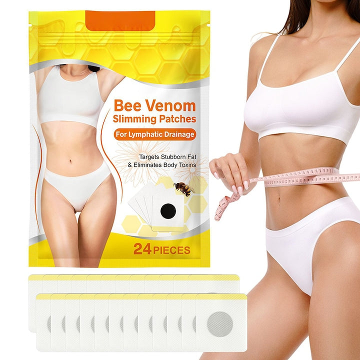 Set 24 plasturi de Slabit cu Venin de Albine si Ghimbir  Efect de Detoxifiere si Drenaj Limfatic  Chucai  Ingrediente Naturale
