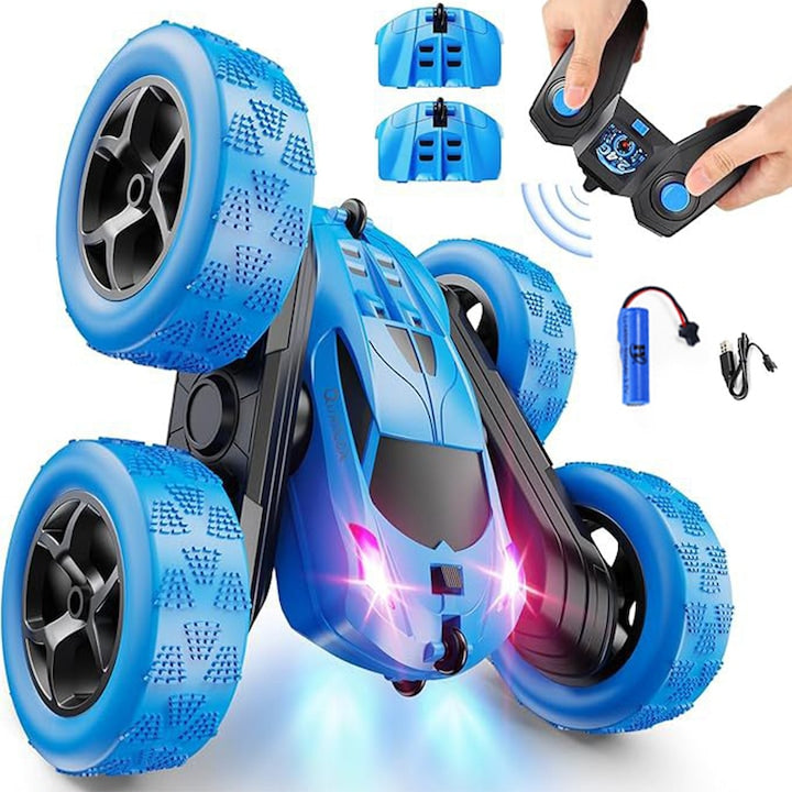 ZOUN RC Stunt Car with Motion Sensor Remote Control, Drift Capability, Off-Road Performance, All-Wheel Drive, Suitable for Multiple Terrains, USB Charging, 2.4 GHz Control, Blue