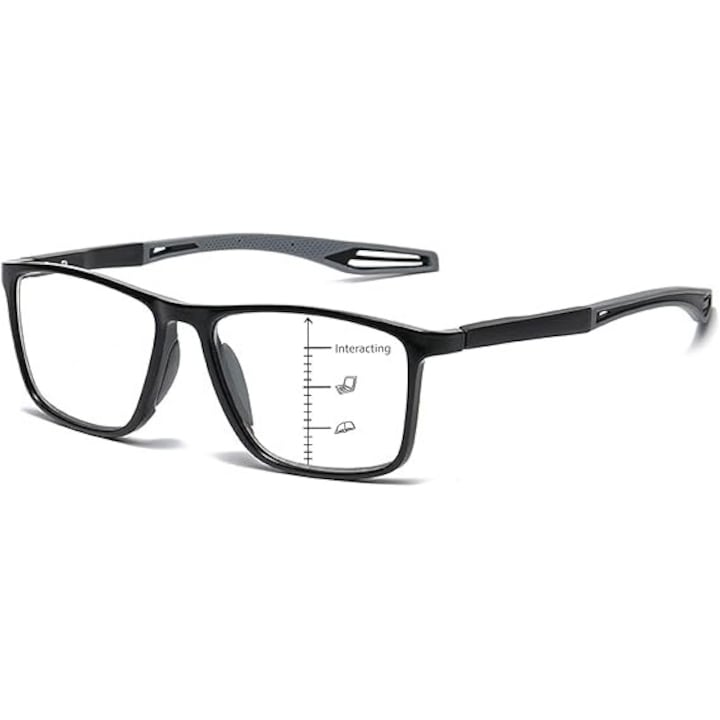 Ochelari de vedere progresivi  lentile fotochromice si cu filtru de lumina albastra  design cu rama completa  confortabili  +200