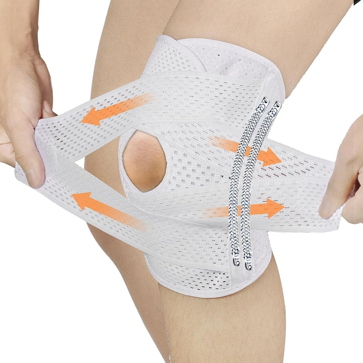 Genunchiera  Orteza profesionala pentru genunchi  protectie si sustinere articulatii  cu stabilizatori laterali reduce durerile musculare si articulare previne leziunile tesstura moale si respirabila Mare  marime L (36-42 cm)  Alb