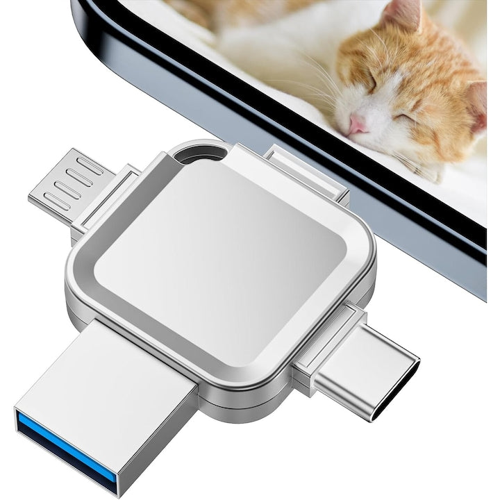 SStick memorie 1TB  multifunctional 4 in1  compatibilitate iPhone si USB 3.0 Type-C OTG  High Speed  Argintiu