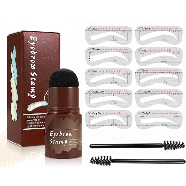Kit pentru sprancene  tip stampila  10 sabloane  Maro Inchis