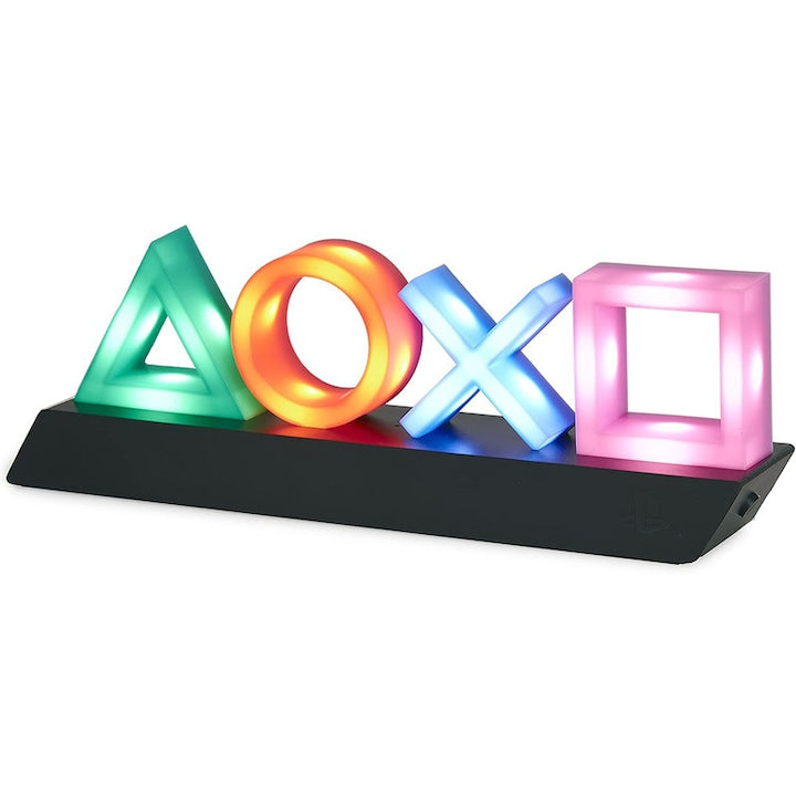Lampa decorativa cu simbolul PlayStation  ZOUN  mod activat de sunet ritmic  trei moduri  30 × 10 cm  multicolora