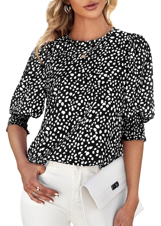 Imily Bela - Women's 3/4 Sleeve Polka Dot Blouse (10035) Black 12 installments with 0% interest