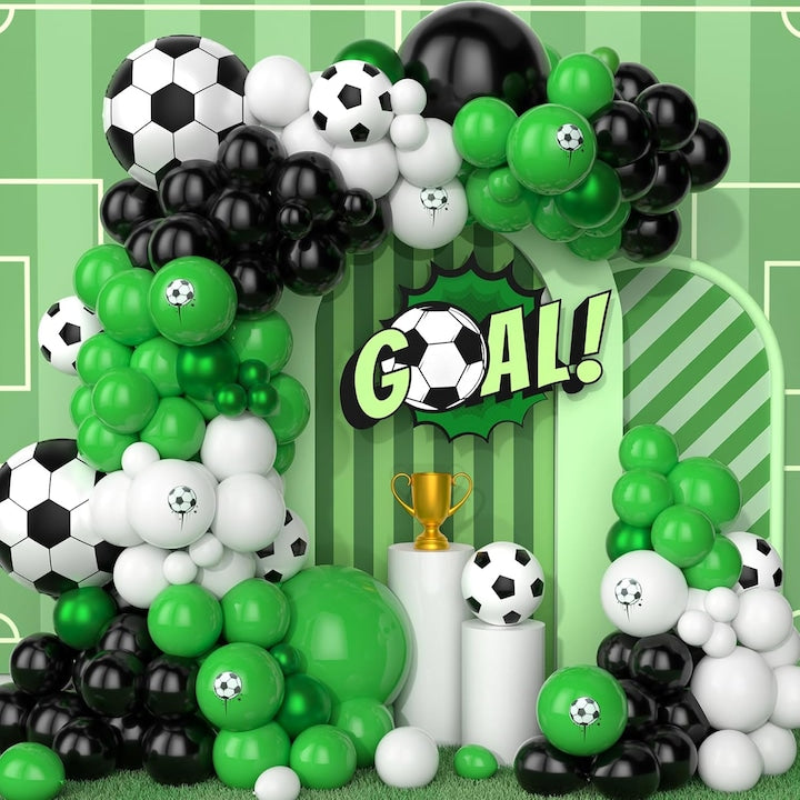 Simply Children's Party Balloon Set, Sports-Themed Birthday Balloon Arch for Kids' Football Party, 134 Pieces, Green