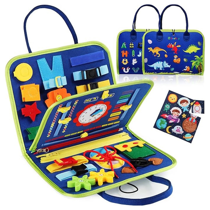 Montessori Interactive Sensory Book zggzerg Travel Autism Toys for Fine Motor Learning Blue