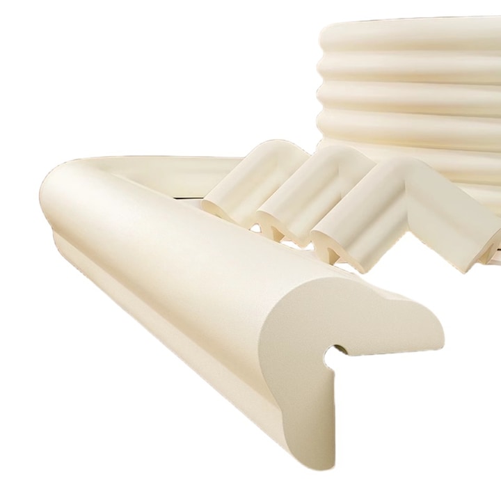 Fantasy foam protection strip, furniture corner protection, 200 cm length, Thickened and widened edge 17 * 23mm, 3M adhesive, Internal air cushion design, Quick rebound in case of collision, Child safety protection, Cream