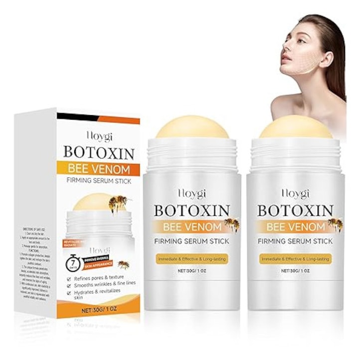 Set 2Pcs Ser de Fermitate cu Venin de Albine Botox  Crema Anti-imbatranire  Hidrateaza si Intareste  30ml