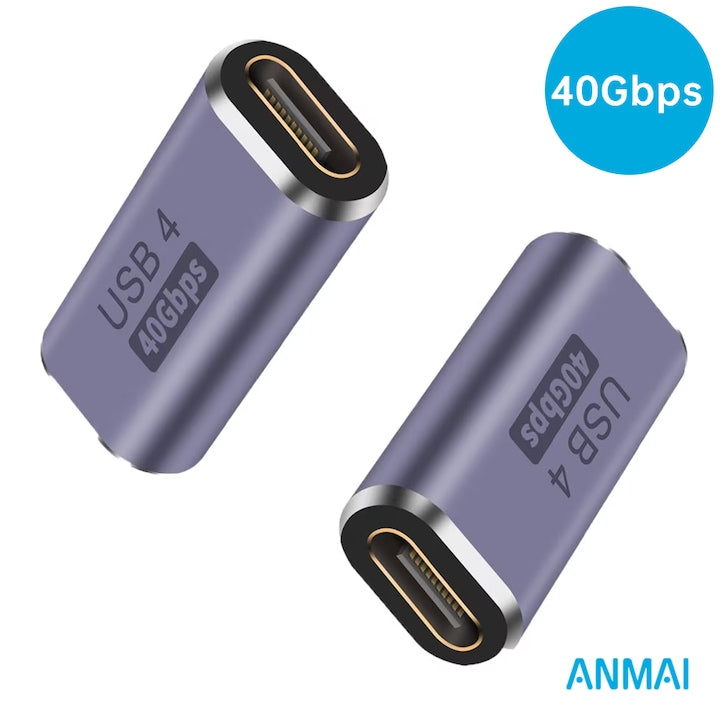 Adaptor bidirectional Anmai USB-C femela la femela  PD 100W  USB4  40gbps  hub USB-C cu doua porturi  adaptor tip C dublu  conector pentru extindere si transfer de date 40Gbps