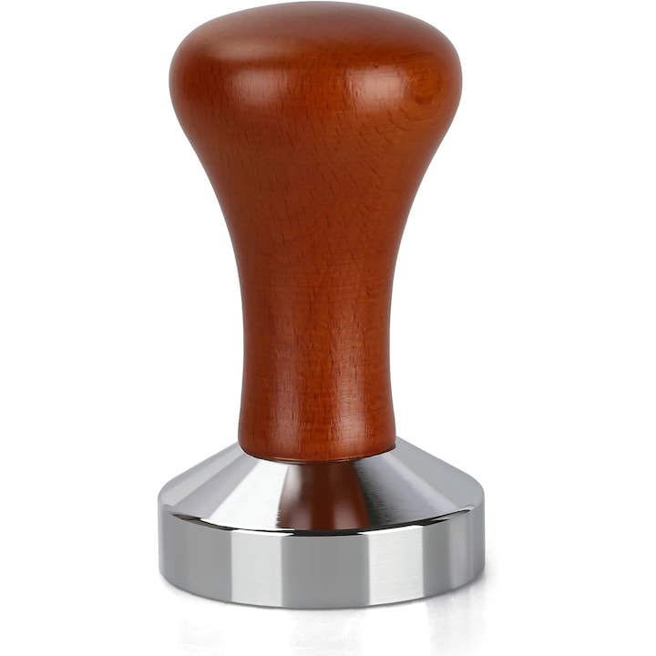 Tamper espresso 58mm  design elegant  maner din lemn  ZZHUI ZZXUE inox  90x58mm