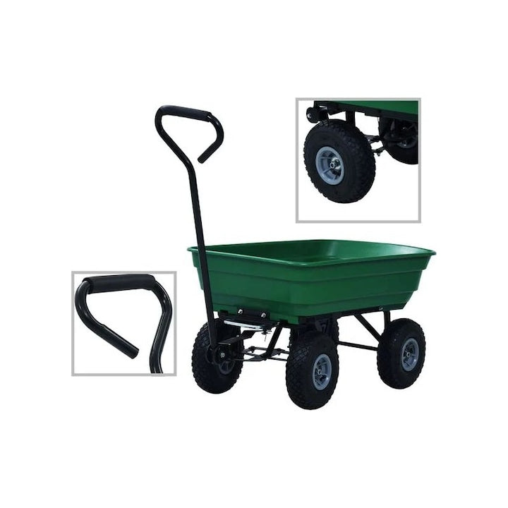 Garden Cart 75L 300kg green 93x51x50.5cm PU wheel