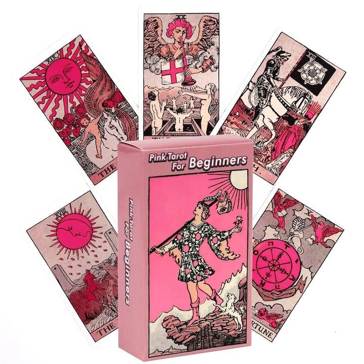 Set 78 carti tarot  model Pink Tarot  dimensiune mini si portabil  multicolor  10x6cm