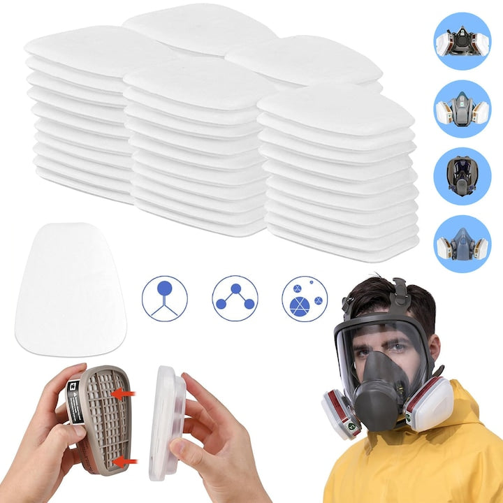 Set 50 Filtre Respiratorii 5N11CN  Bumbac  Pentru Mască Respiratorie  Alb  10  5x8  5cm