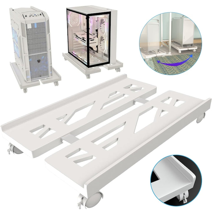 Suport Turn De Calculator  Suport Mobil Reglabil Pentru CPU Cu 4 Roti  Suport Turn De Calculator Ventilat  Carucior De Podea Pentru PC  Compatibil Cu Majoritatea PC-Urilor Sub Birou - Alb