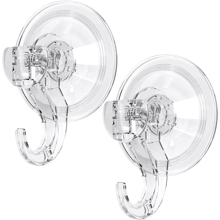 Set 2 Carlige adezive cu ventuza  Pentru baie sau bucatarie  No-drilling  Transparent