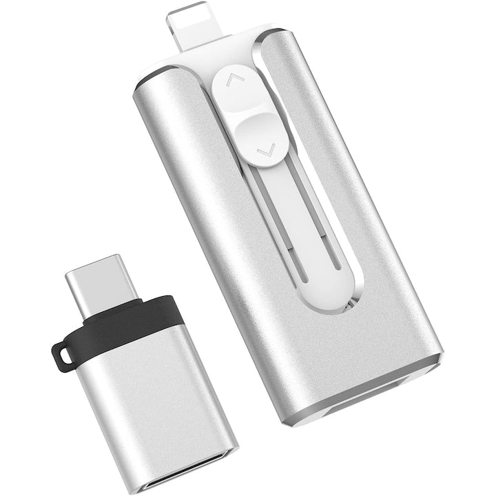 Stick memorie USB  JENUOS  3 in 1  256GB  USB 3.0  Argintiu