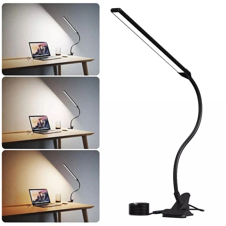 Lampa birou cu clema  WALALLA  ABS/Aluminiu/Fier  8W  10 Trepte luminozitate  LED  Negru