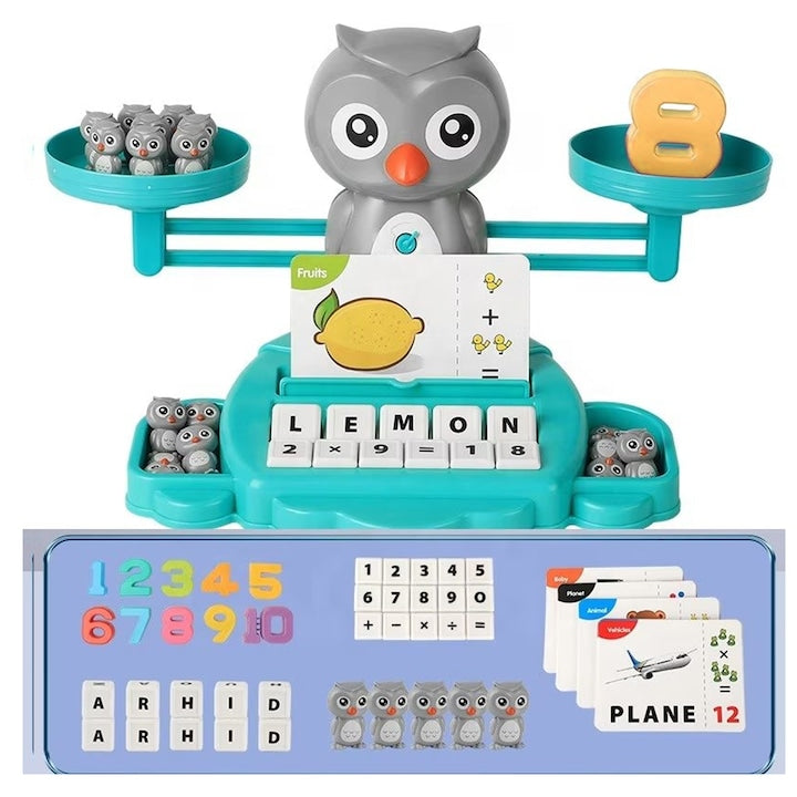 Jucarie Bufnita tip Balanta  Set Joc tip Balanta Educativ si Interactiv  Montessori  Pentru Copii si Joc de Iinvatare a Numerelor Pentru Baieti si Fete de 3 4 5 ani