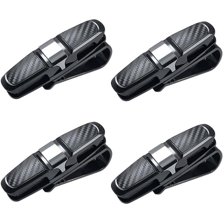 Set 4 Suporturi Auto Ochelari  Rotatie 180 Grade  ABS  Negru/Argintiu