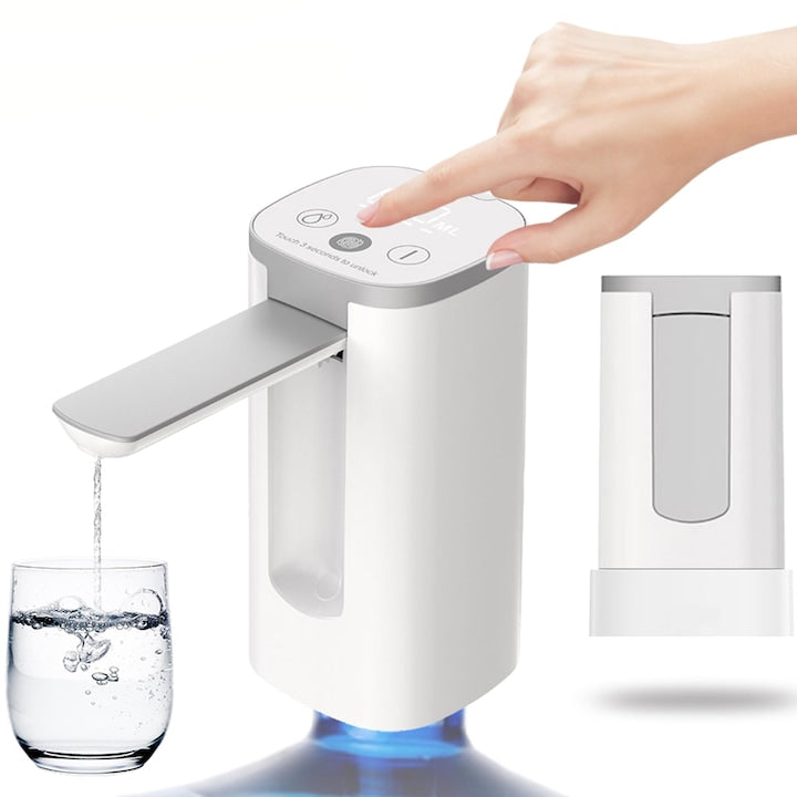WALALLA Electric Water Pump for 5 Gallon Bottle, Portable, Type-C Charging, Foldable Design, White