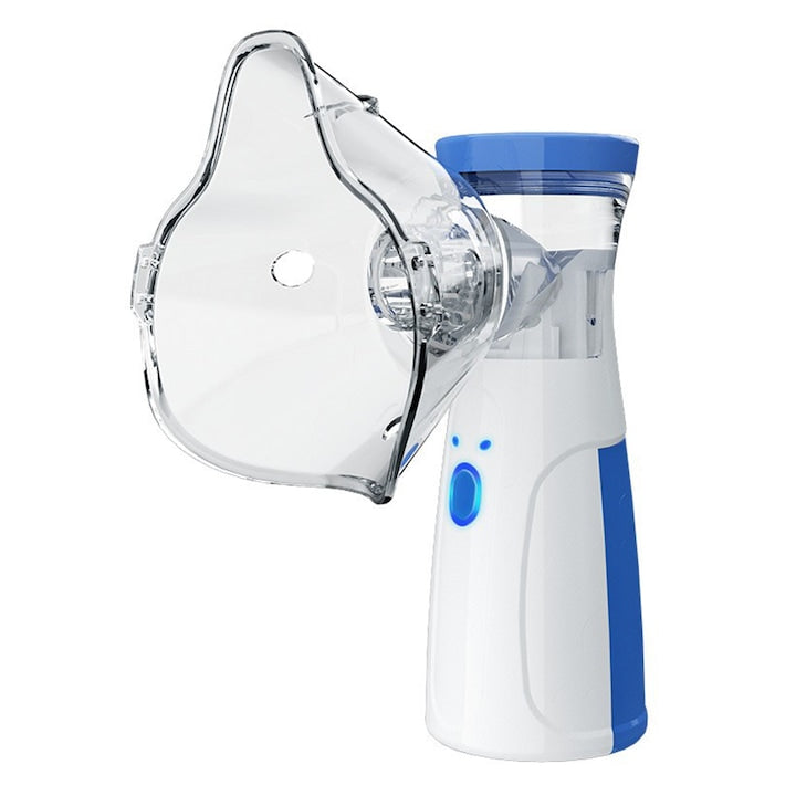 Aparat aerosoli  nebulizator  portabil  validat clinic  ultrasonic  tehnologie Mesh  accesorii  pentru copii  femei si barbati  JENUOS®  Alb/Albastru