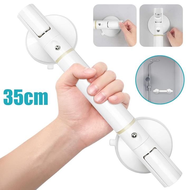 35cm Safety Grab Bars - Extra Strong 60kg Support - 2 Luminous Rings - Removable No-Drill Shower Handle - Suction Cup Grab Bars for Bathroom for Kids and Seniors