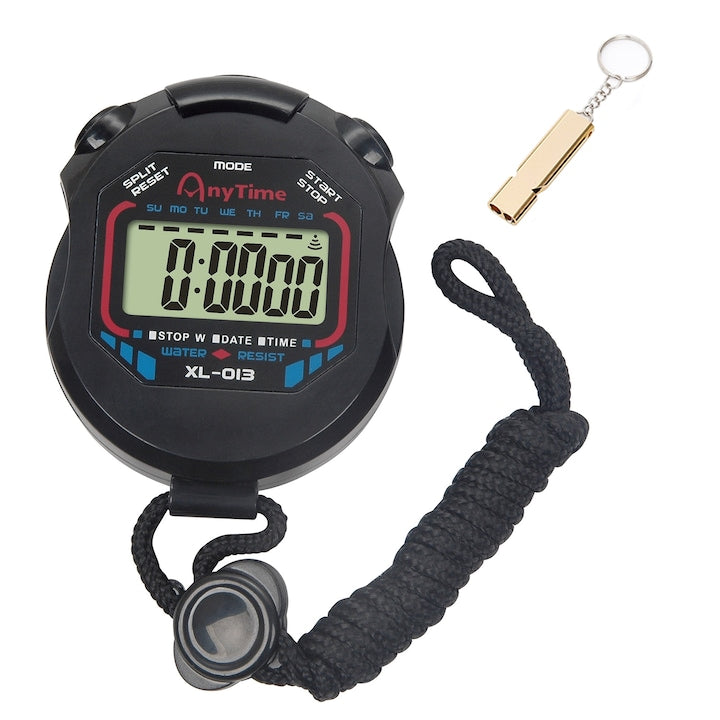 NUODWELL Digital Timer Comes with whistle ABS displays time and date alarm can be set compass function black