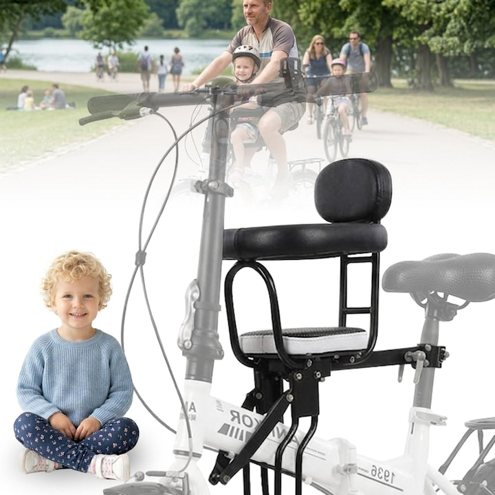 JFYU Child Bicycle Seat Child Bicycle Seat with Front Mount Protection Bar Adjustable Pedals Maximum Load 80 kg White