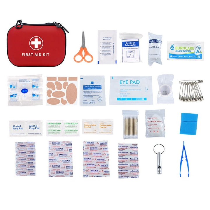 First Aid Kit Rqiurpn 115 pieces, compact, waterproof, 21x18x10cm, Multicolor