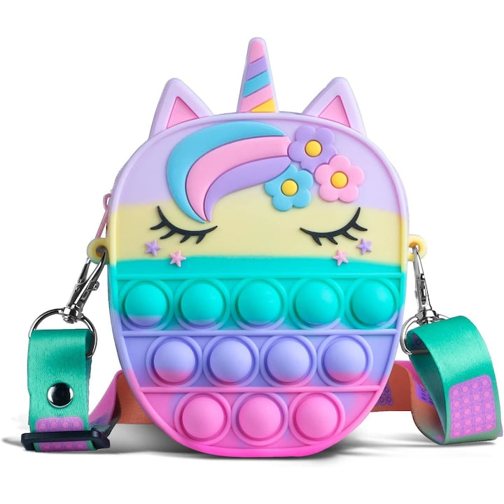 Pop It Handbag Toy T-356, Silicone, Anti-stress design, 13x10x4.4cm, Multicolor