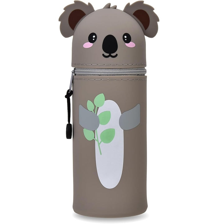 Penar Cartoon Koala  ZOUN  design Koala  18 5 cm  material siliconic  inchidere cu fermoar  cadou perfect  potrivit pentru baieti si fete  gri
