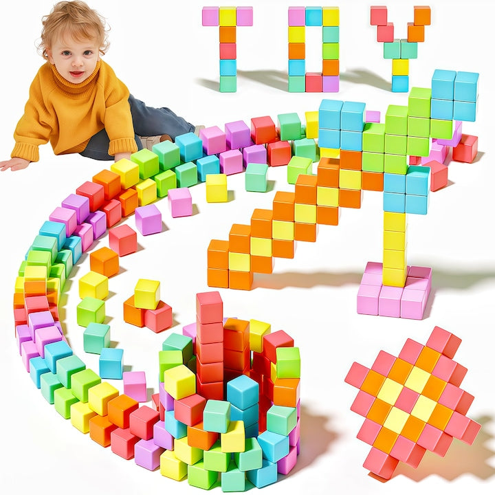 Magnetic Building Set with Magnetic Tiles  Magnetic Building Block Set  96 Magnetic Cubes  Suitable for Boys and Girls  Creative Educational Toys  Ages 3-8  Multicolor