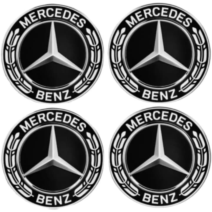 Set 4 capacele roti 75mm  pentru jante aliaj Mercedes  plastic  75mm  Negru