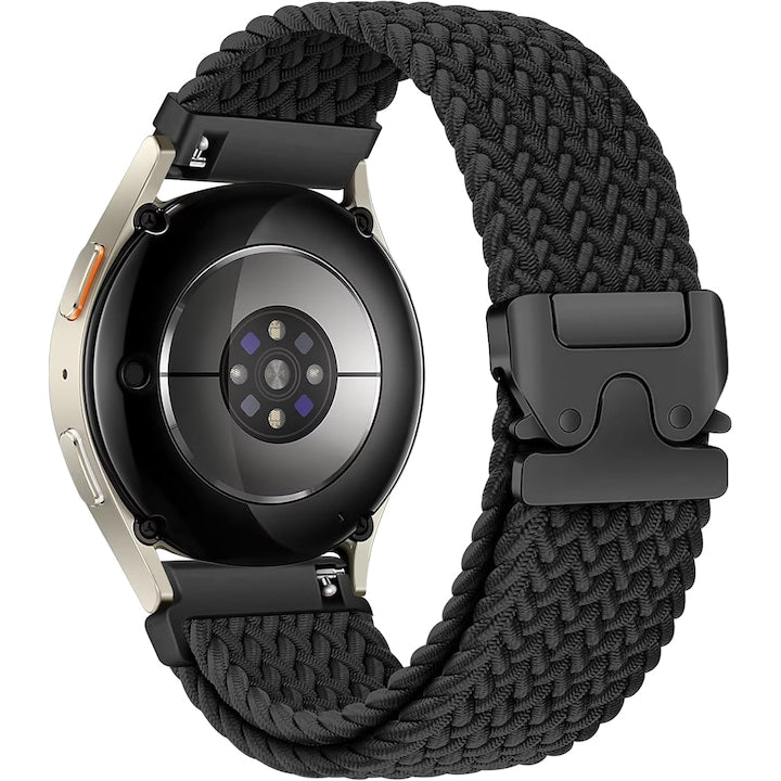 Watch strap for Huawei Watch GT, GT2, GT3, GT4, GT5, GT6, Samsung Galaxy Watch 3, or any smartwatch with 22mm strap width, elastic nylon, adjustable, Black