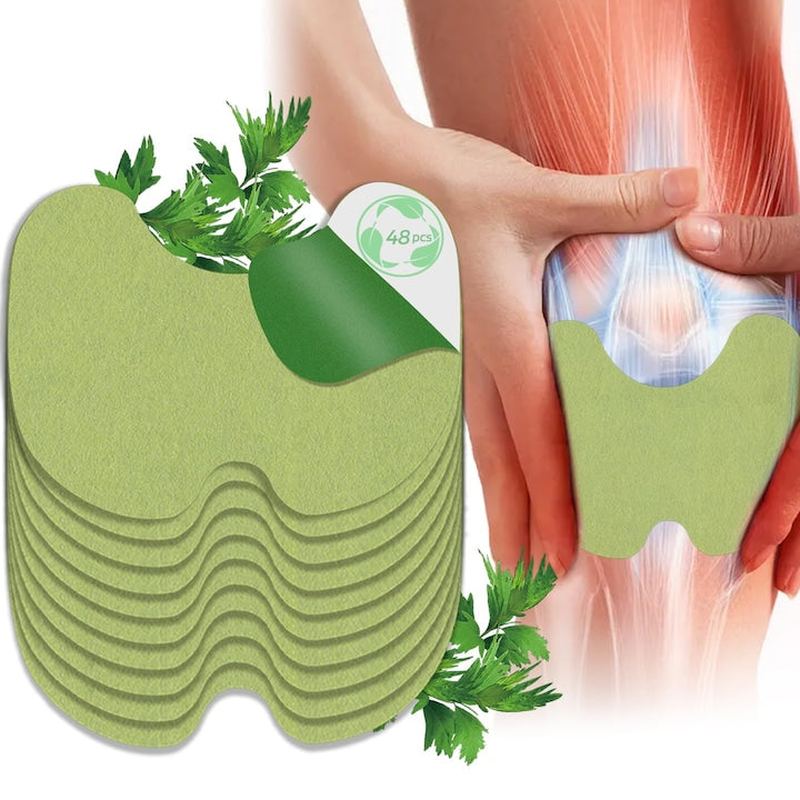 Set of 24 herbal patches for joint pain relief Natural wormwood extract reduces knee inflammation, wormwood extract, moxibustion effect, 10-12 hours, ergonomic design