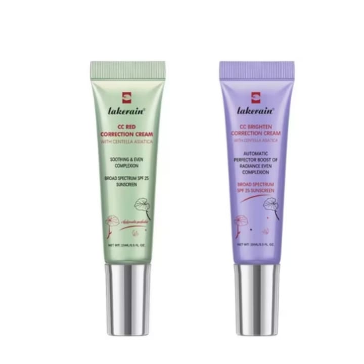 Crema CC SPF 25 Centella Asiatica，Rezistenta la Apa  Acopera Pori & Roseata  Pachet 2 Buc