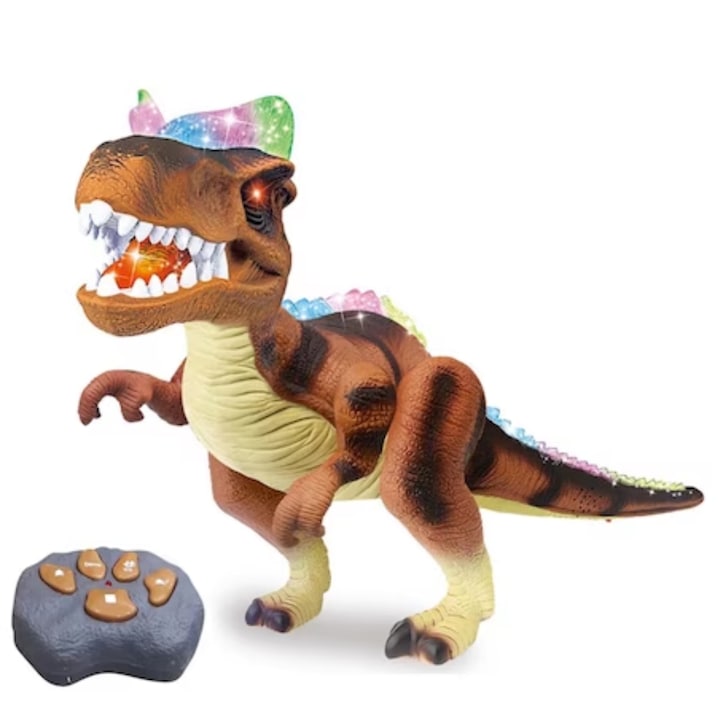 Dinosaur Figurine with Remote Control Simply joy toy with lights and sound 38 cm brown